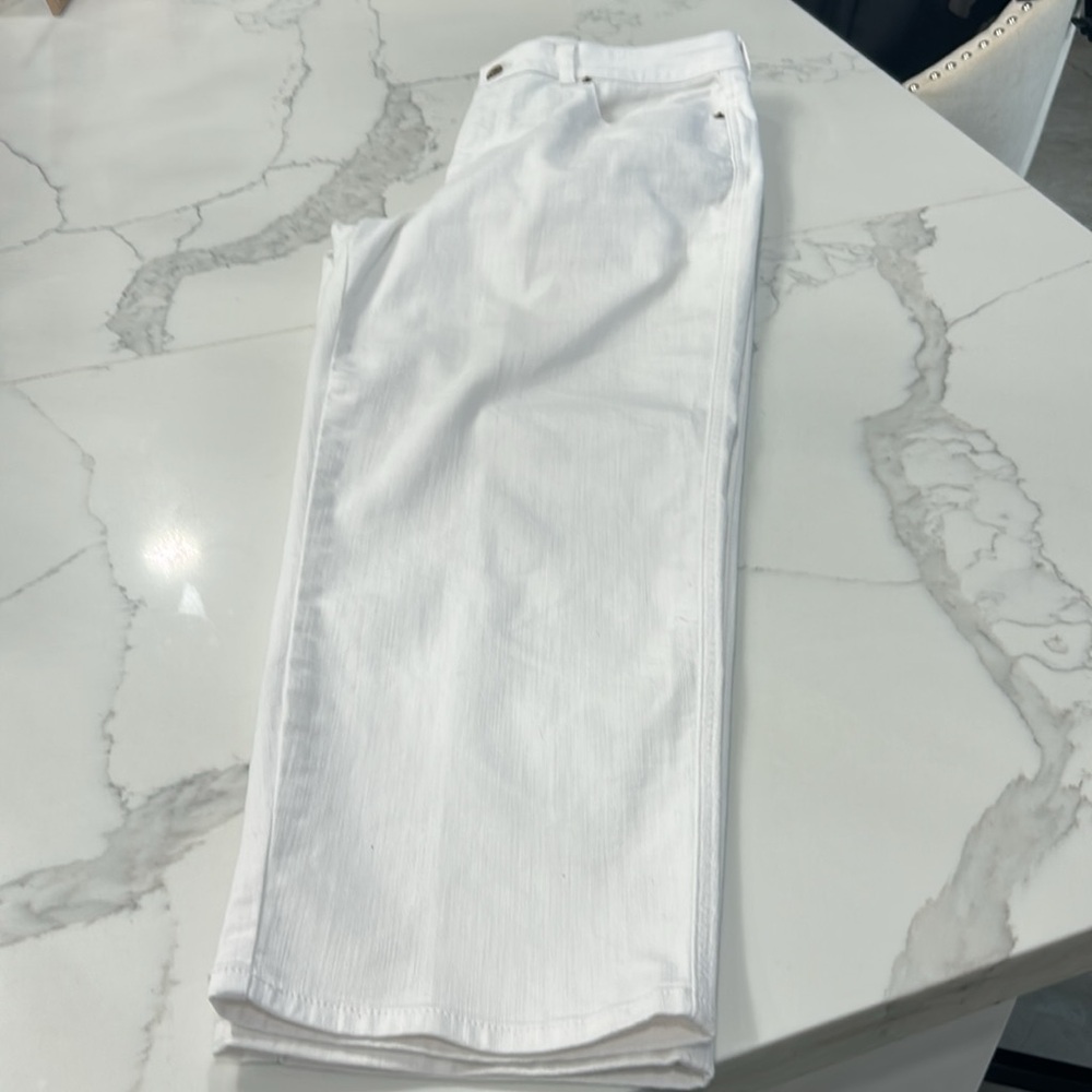 Talbots High Waist Straight Ankle White Jeans. Size 12 - Picture 13 of 14